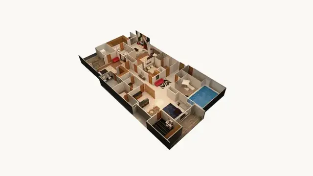 Penthouse B with private pool, 3D view