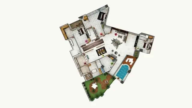 Penthouse C with pool and garden terrace, 2D plan