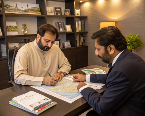 a-real-estate-agent-and-a-client-are-seated-in-a-p