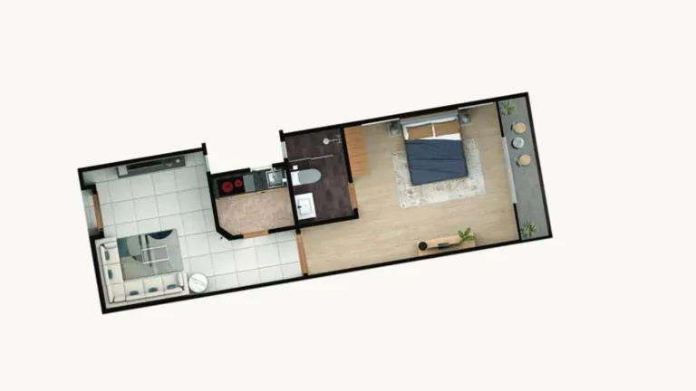 One-bedroom apartment floor plan