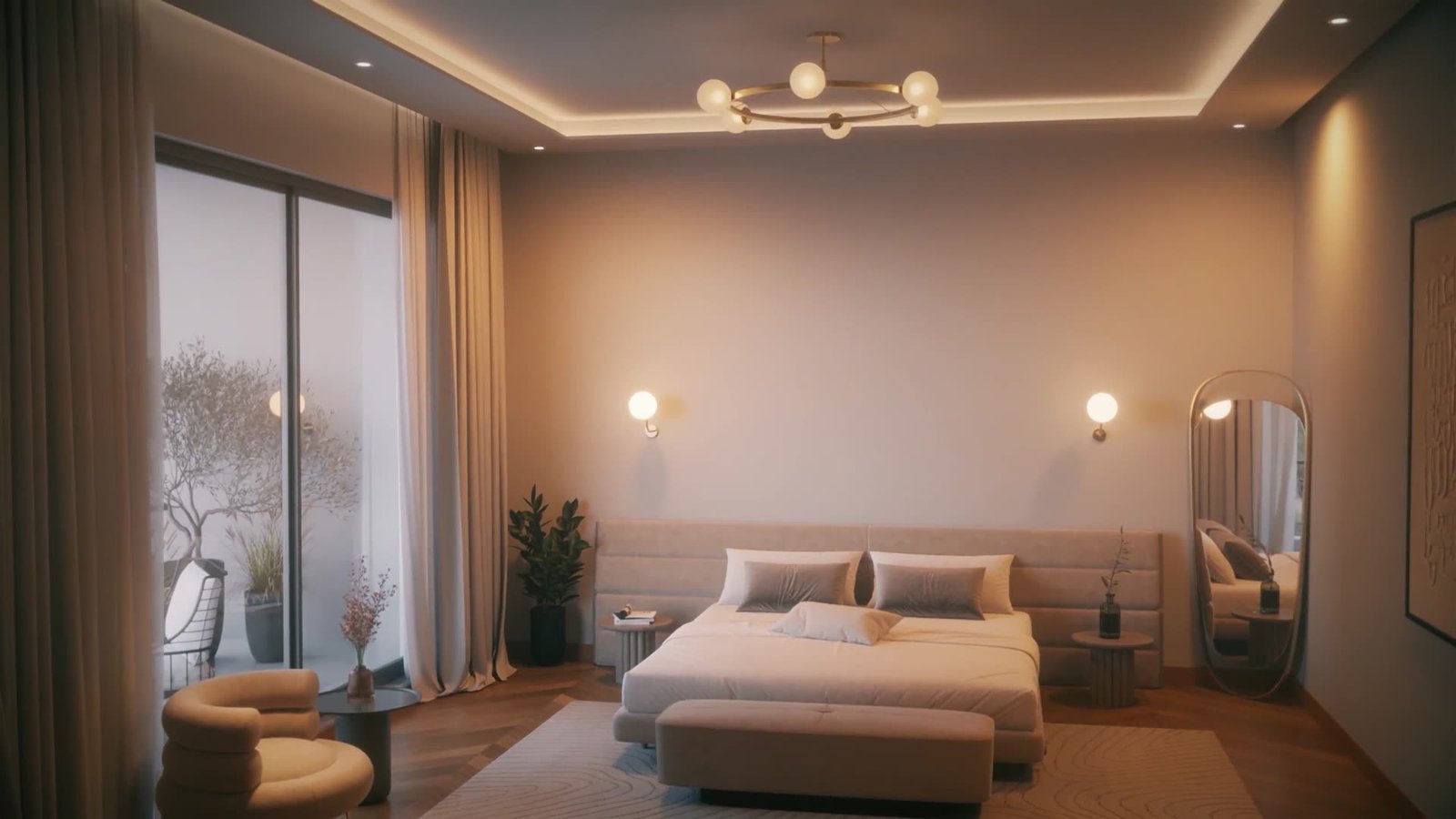 Bedroom with full-height window