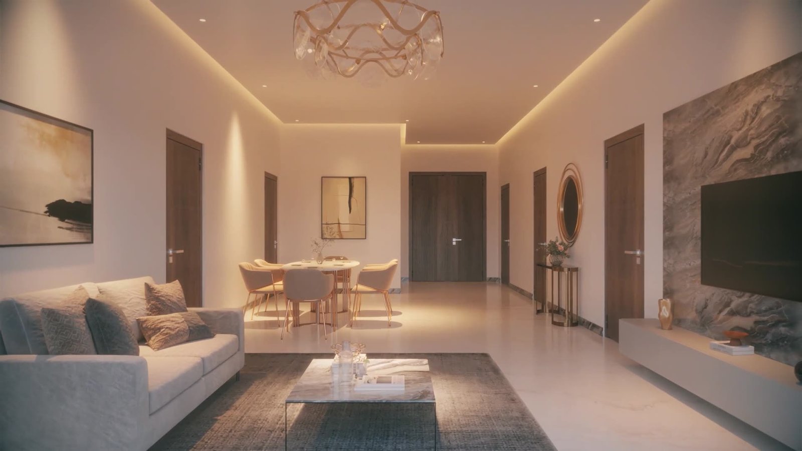 Apartment living and dining room