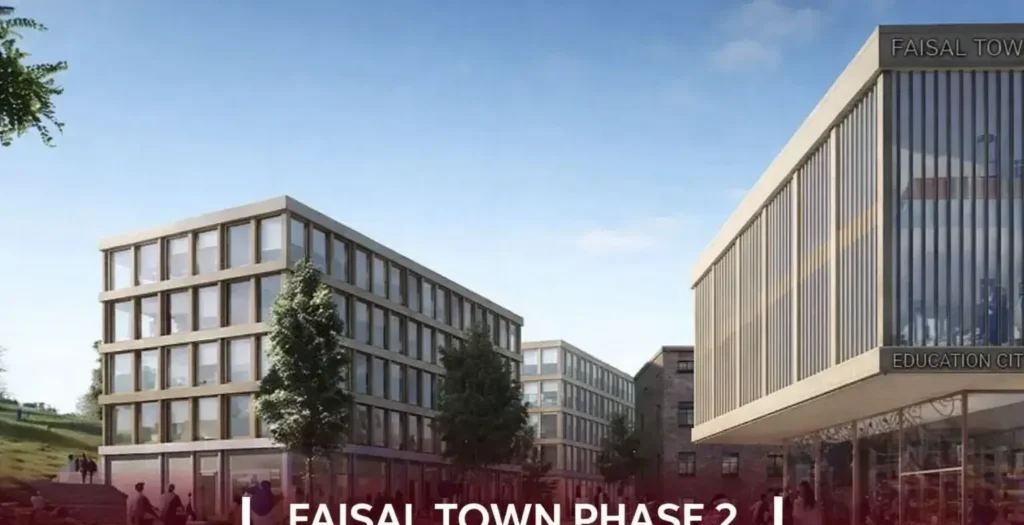 Aerial site photo of Education City in Faisal Town Phase 2