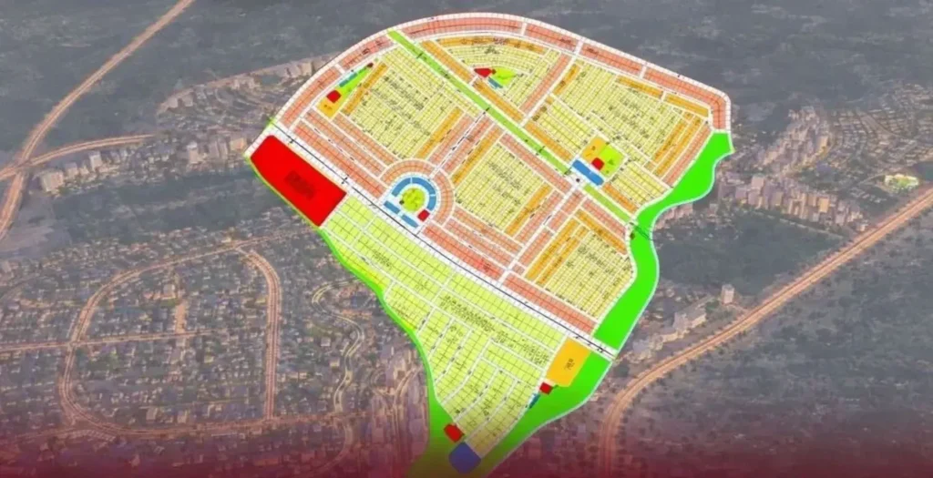 Aerial site photo of I Block in Faisal Town Phase 2