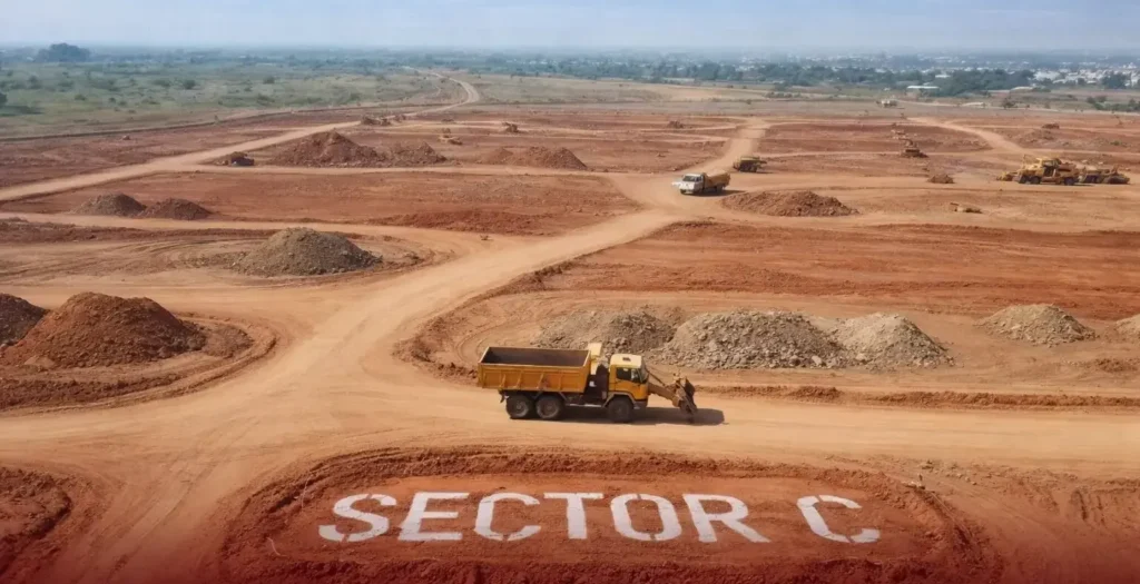 Aerial site photo of Sector C in Faisal Town Phase 2