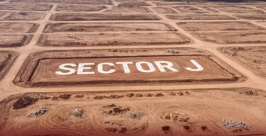 Aerial site photo of Sector J in Faisal Town Phase 2
